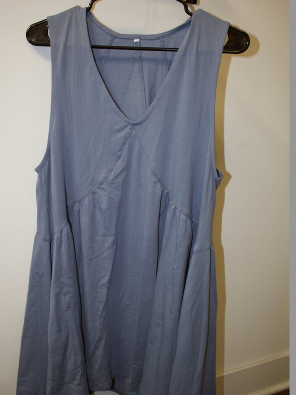 Blue Flowy Babydoll Tunic Tank Dress Size XS Soft V-Neck Sleeveless